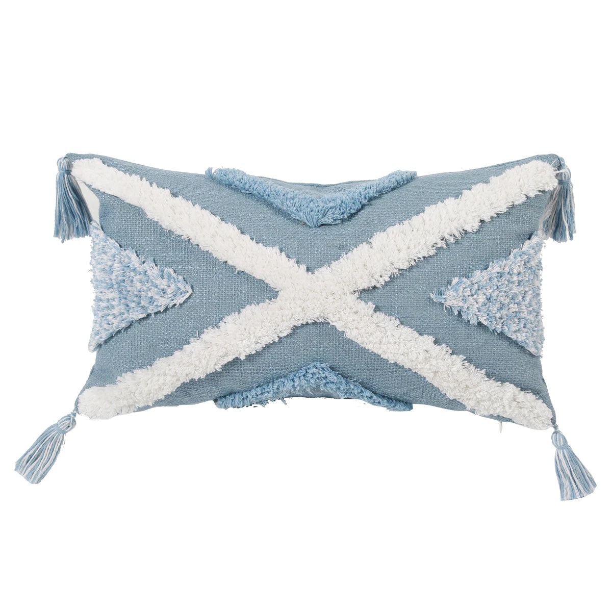 Blue Geometric Pattern Tufted Pillow Cover