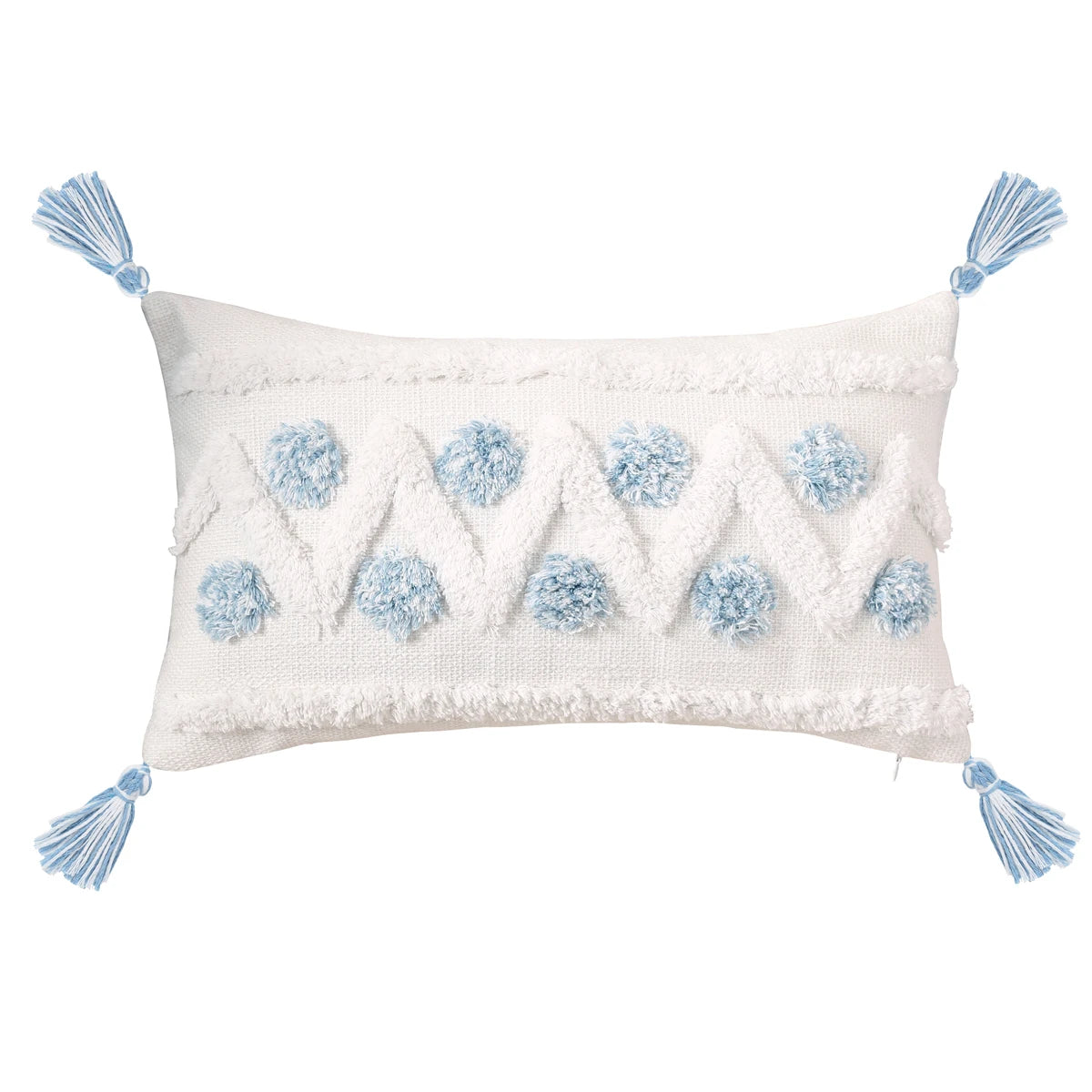 Blue Geometric Pattern Tufted Pillow Cover