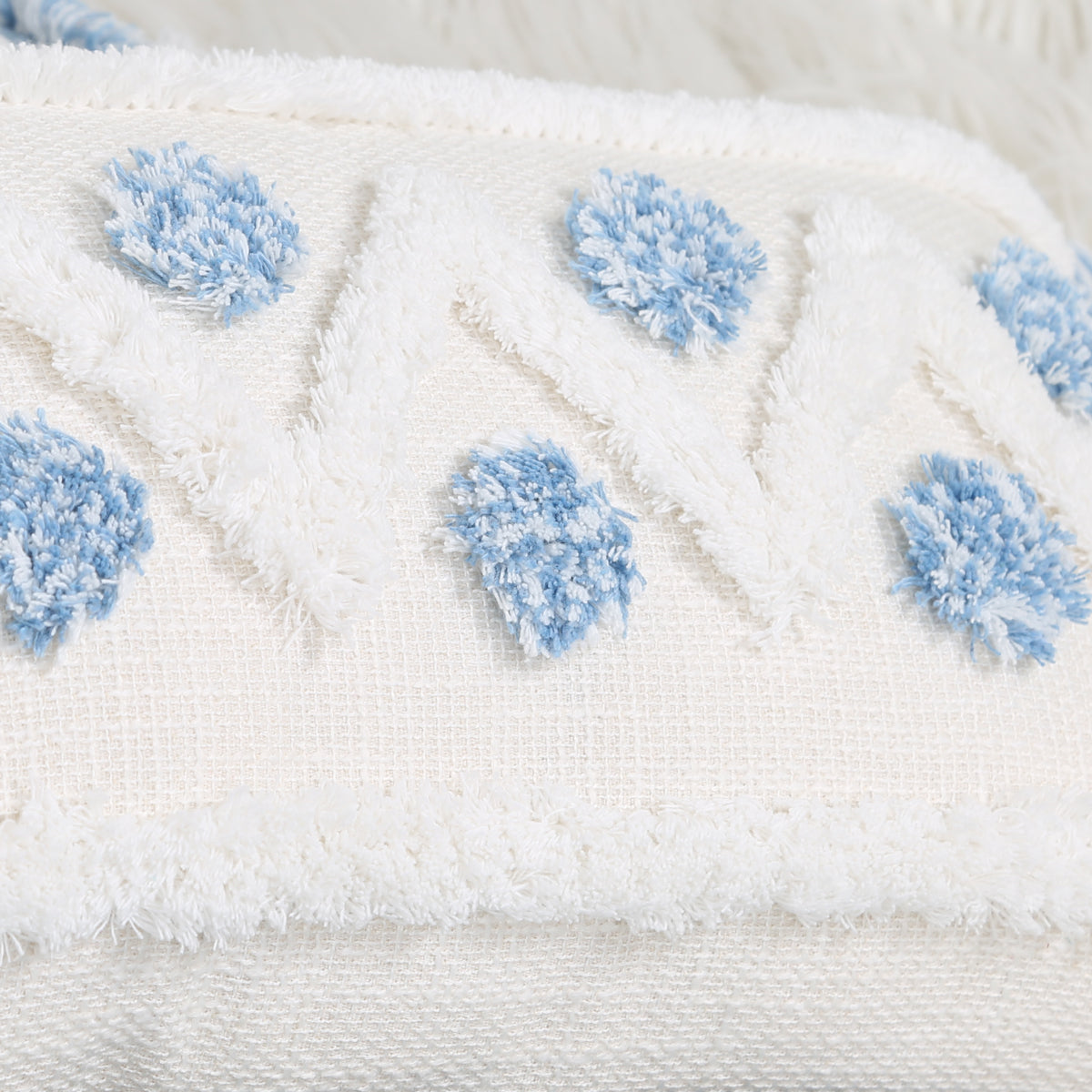 Blue Geometric Pattern Tufted Pillow Cover