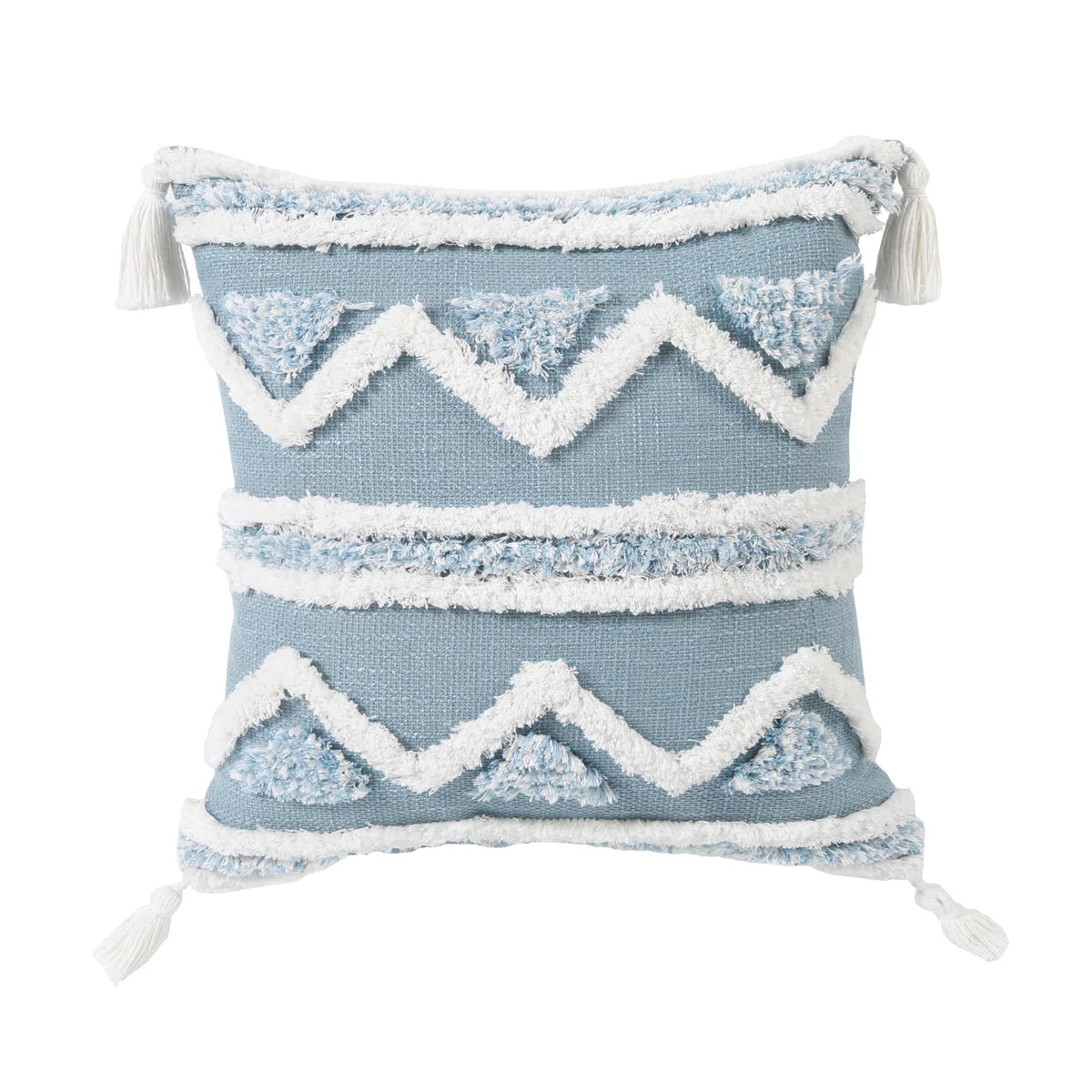 Blue Geometric Pattern Tufted Pillow Cover