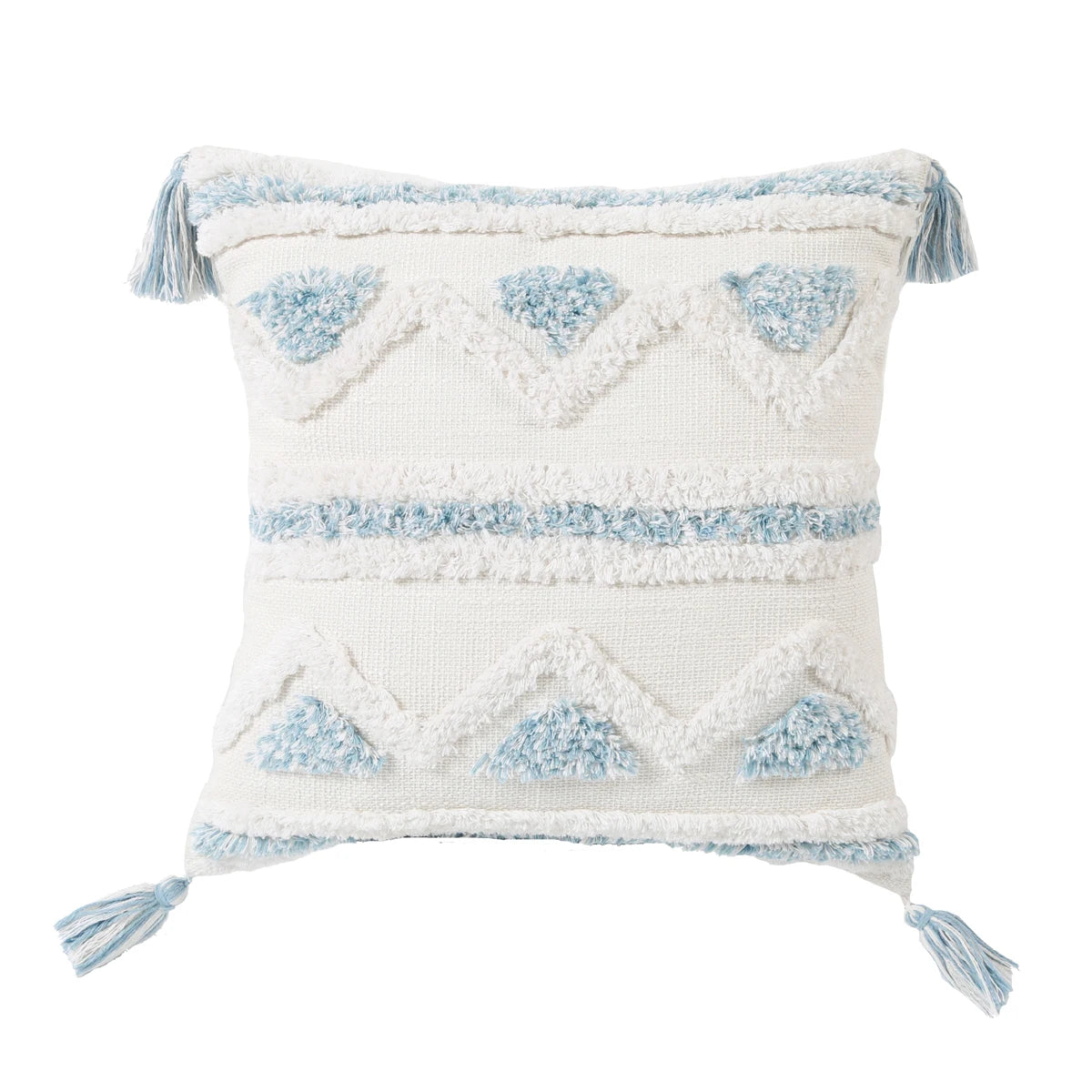 Blue Geometric Pattern Tufted Pillow Cover