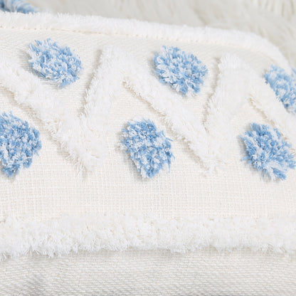 Blue Geometric Pattern Tufted Pillow Cover